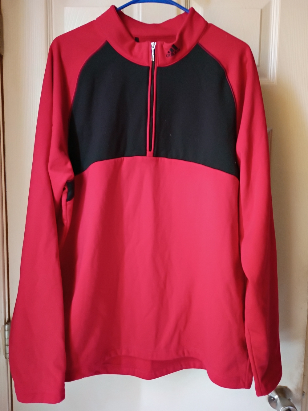 adidas Red and Black Half-Zip Performance Pullover